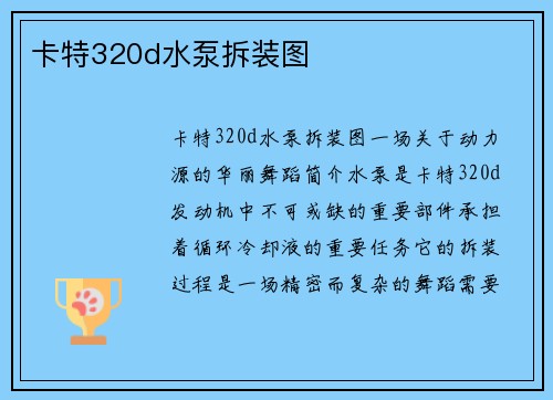 卡特320d水泵拆装图