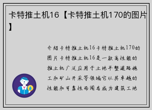 卡特推土机16【卡特推土机170的图片】