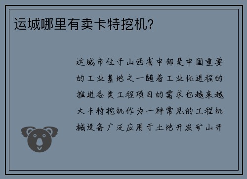 运城哪里有卖卡特挖机？